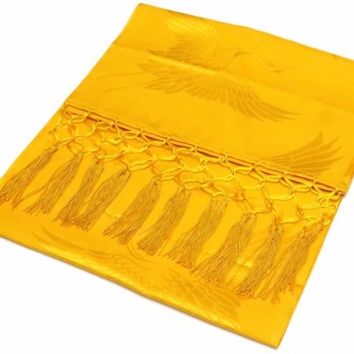 画像10: 七五三 着物 7歳 女の子用 フルセット 総柄の子供着物 結び帯セット(合繊)【赤、鈴と牡丹・雪輪】