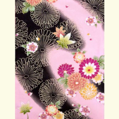 画像3: 洗える着物 “RK(リョウコキクチ)” ブランド 袷 小紋 フリーサイズ【ピンク＆黒、菊と桜・紅葉】