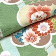 画像3: 洗える着物 袷 フリーサイズ 小紋 単品 レディース 仕立て上がり 着物【黄緑・松竹梅】 (3)