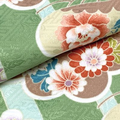 画像3: 洗える着物 袷 フリーサイズ 小紋 単品 レディース 仕立て上がり 着物【黄緑・松竹梅】