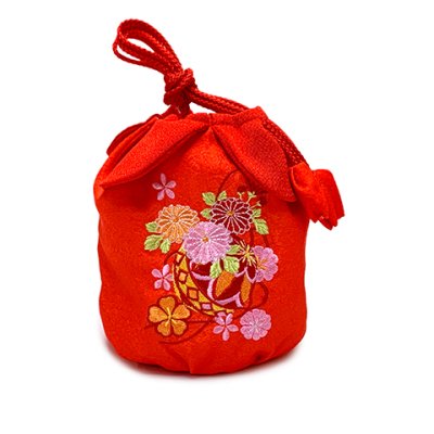 画像8: 被布コート 巾着付き R・Kブランド 刺繍入り 合繊七五三 ひな祭り 節句【赤系、鞠と菊】