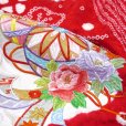 画像5: 七五三 着物 7歳 女の子 フルセット 正絹 本絞り 刺繍入りの子供着物 作り帯セット【赤、鞠と束ね熨斗】 (5)