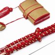 画像8: 七五三 着物 7歳 女の子 フルセット 正絹 本絞り 刺繍入りの子供着物 作り帯セット【赤、鞠と束ね熨斗】