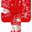 画像3: 七五三 7歳 着物フルセット本絞り 総刺繍 子供着物 (正絹) 結び帯コーデセット【赤、鞠と束ね熨斗】