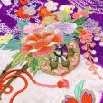 画像5: 七五三 7歳 着物フルセット本絞り 総刺繍 子供着物 (正絹) 結び帯コーデセット【紫、花車】