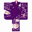 画像3: 七五三 着物 7歳 女の子用 正絹 本絞り 刺繍入りの着物 襦袢 伊達衿付き【紫、束ね熨斗に二つ鞠】
