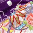 画像7: 七五三 着物 7歳 女の子用 正絹 本絞り 刺繍入りの着物 襦袢 伊達衿付き【紫、束ね熨斗に二つ鞠】
