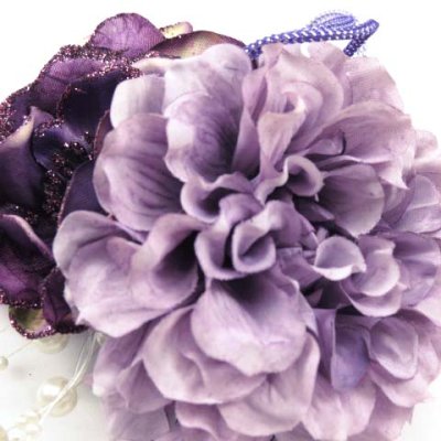 画像2: 成人式・卒業式に　“Sumika”プロ仕様のオリジナル花髪飾り【濃淡紫、アネモネにパールフォール】
