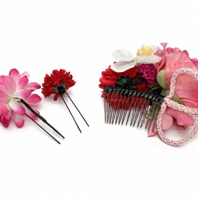 画像4: 髪飾り 成人式振袖に  紗千花 アートフラワー 髪飾り ３点セット「ピンク系、ラナンパール」SPF1307