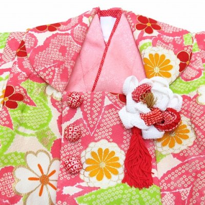 画像3: 七五三 3歳着物 女の子用 “紅一点”ブランド 正絹 被布コートセット【ピンク、松竹梅】