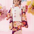 画像10: 七五三 3歳女の子の着物セット 式部浪漫ブランド 被布コートセット（合繊）【白x紫、雲】