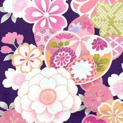 画像5: “式部浪漫 & 京都室町st. コラボ企画” 七五三 着物 7歳 女の子 絵羽柄の四つ身の着物(合繊) 襦袢付き【紫、橘】