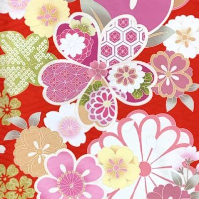 画像4: “式部浪漫 & 京都室町st. コラボ企画” 七五三 着物 7歳 女の子 絵羽柄の四つ身の着物(合繊) 襦袢付き【赤、橘】