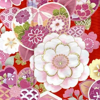 画像6: “式部浪漫 & 京都室町st. コラボ企画” 七五三 着物 7歳 女の子 絵羽柄の四つ身の着物(合繊) 襦袢付き【赤、橘】