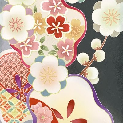 画像4: 七五三 着物 7歳 女の子 式部浪漫ブランド 絵羽柄の着物 四つ身 子供振袖  合繊 襦袢付き【グレー系、梅】