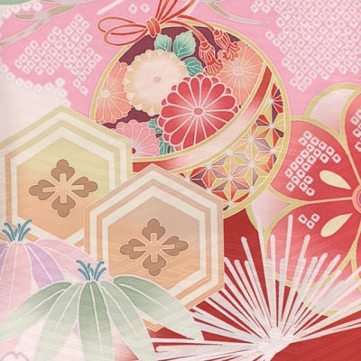 画像4: 七五三 着物 7歳 女の子 2025年新作 式部浪漫ブランド 絵羽柄の着物 四つ身 子供振袖 単品 合繊【赤、鞠梅】