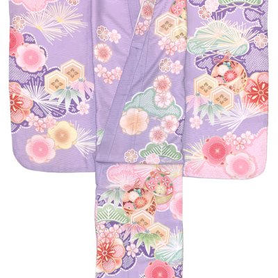 画像2: 七五三 着物 7歳 女の子 2025年新作 式部浪漫ブランド 絵羽柄の着物 四つ身 子供振袖 単品 合繊【藤色、鞠梅】
