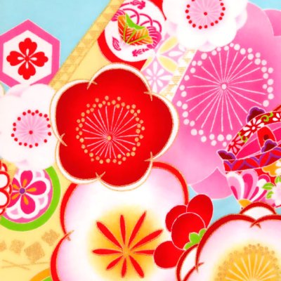 画像3: 七五三 着物 7歳 女の子 ”式部浪漫”ブランド 総柄(小紋柄)の着物 合繊【水色、梅】