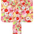 画像2: 七五三 着物 7歳 女の子 ”式部浪漫”ブランド 総柄(小紋柄)の着物 合繊【黄色、梅】 (2)