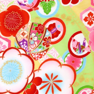 画像3: 七五三 着物 7歳 女の子 ”式部浪漫”ブランド 総柄(小紋柄)の着物 合繊【黄色、梅】