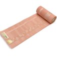 画像2: 紗の半幅帯 本場筑前 博多織 正絹 細帯 夏用の着物や浴衣に【コーラルピンク、瓢箪】 (2)