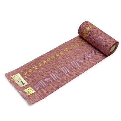 画像2: 紗の半幅帯 本場筑前 博多織 正絹 細帯 夏用の着物や浴衣に【梅色系、宝尽くし】