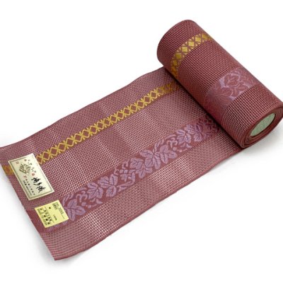 画像2: 紗の半幅帯 本場筑前 博多織 正絹 細帯 夏用の着物や浴衣に【赤系、葡萄】