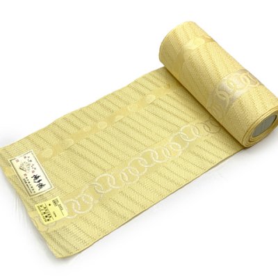 画像2: 紗の半幅帯 本場筑前 博多織 正絹 細帯 夏用の着物や浴衣に【とうもろこし色、輪繋】
