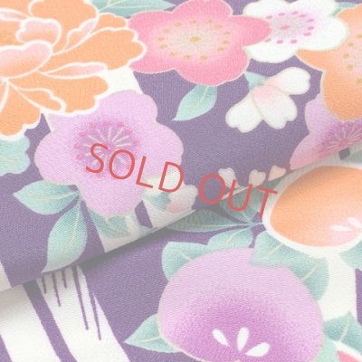 画像5: 卒業式 袴セット 女性用 大学生 小学生 ショート丈 二尺袖着物 小振袖 刺繍袴(SS/S/M/Lサイズ) 2点セット(合繊)【紫、縦枠と花輪】