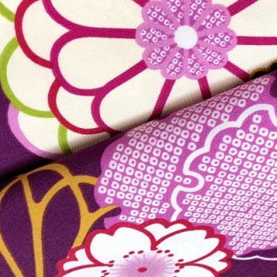 画像4: 卒業式の着物 小紋柄の二尺袖 単品 ショート丈 フリーサイズ【紫、菊と桜・雪輪】