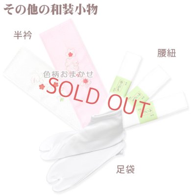 画像11: 七五三 着物 女の子 セット 総柄の女の子用 子供着物 結び帯コーデセット(合繊)【白系、椿と橘】