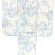 画像3: 七五三 7歳 女の子用 小紋柄 四つ身の着物と結び帯 他 フルセット【白系、薄青芍薬】 (3)
