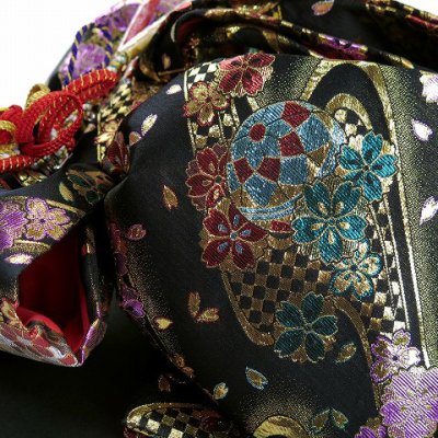 画像7: 七五三 着物 女の子 フルセット 総柄の女の子用 子供着物 結び帯コーデセット(合繊)【クリーム、ピンク牡丹】