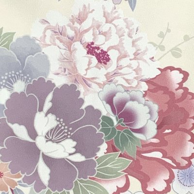 画像4: 七五三 7歳 女の子用 小紋柄 四つ身の着物と結び帯 他 フルセット【クリーム、ピンク牡丹】