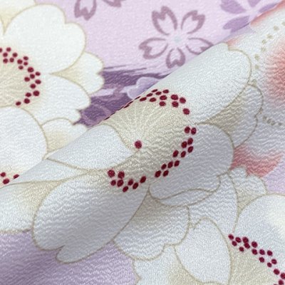 画像5: 七五三 着物 女の子 フルセット 総柄の女の子用 子供着物 結び帯コーデセット(合繊)【薄紫系、矢羽に桜】