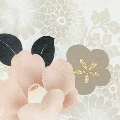 画像4: 七五三 着物 2025年新作 7歳 女の子用 小紋柄 四つ身 単品 子供着物(合繊) 襦袢付き【生成り系、ピンク椿・薄茶菊】