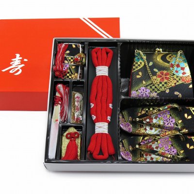 画像8: 七五三 着物 女の子 フルセット 総柄の女の子用 子供着物 結び帯コーデセット(合繊)【生成り系、ピンク椿・薄茶菊】