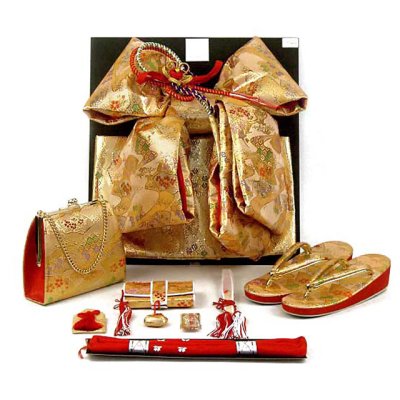 画像6: 七五三 着物 女の子 フルセット 総柄の女の子用 子供着物 結び帯コーデセット(合繊)【生成り系、クラシカルモダンローズ】