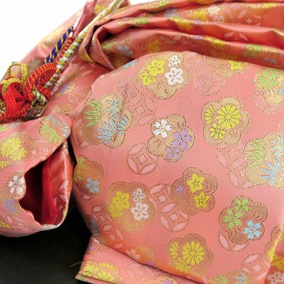 画像7: 七五三 着物 女の子 フルセット 総柄の女の子用 子供着物 結び帯コーデセット(合繊)【クリーム系、古典柄 鞠と牡丹】