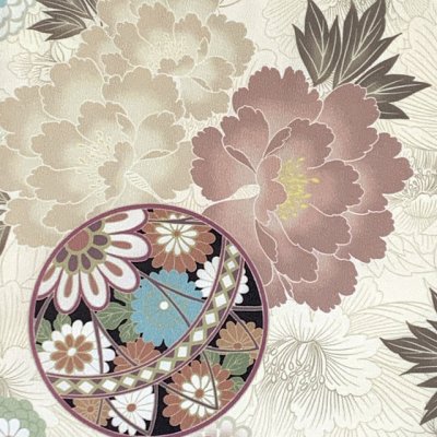 画像4: 七五三 7歳 女の子用 小紋柄 四つ身の着物と結び帯 他 フルセット【クリーム系、古典柄 鞠と牡丹】