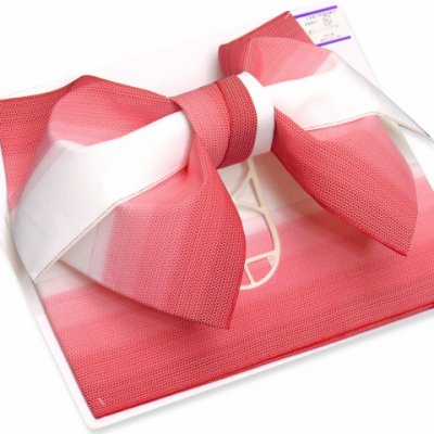 画像3: 浴衣帯 グラデーション織りの浴衣用作り帯 日本製【段ボカシ、赤】