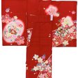画像2: 【少し訳あり】 お宮参り 着物 女の子 赤ちゃんのお祝い着 産着 初着 正絹 襦袢付き【赤、鼓と牡丹】