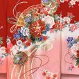 画像3: お宮参り 着物 女の子  赤ちゃんのお祝い着 産着 初着 正絹 襦袢付き【赤・扇と牡丹】