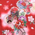 画像3: 【少し訳あり】 お宮参り 着物 女の子  赤ちゃんのお祝い着 産着 初着 正絹 襦袢付き【赤、桜と花車】