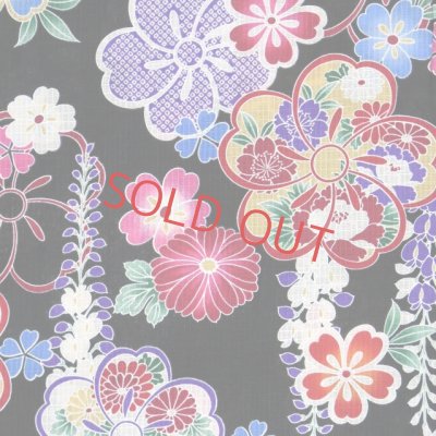 画像3: 子供浴衣 女の子 100 古典柄の子供浴衣 100サイズ【黒地、藤にねじり桜】