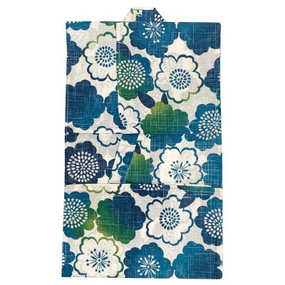 画像2: 女の子浴衣 へこ帯セット 90サイズ こども浴衣 絞り染め兵児帯 セット【青緑、花柄】