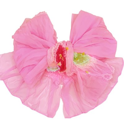 画像5: 女の子浴衣 へこ帯セット 90サイズ こども浴衣 絞り染め兵児帯 セット【黒地ストライプ柄、万寿菊】