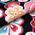 画像4: 女の子浴衣 へこ帯セット 90サイズ こども浴衣 絞り染め兵児帯 セット【黒地、梅桜】