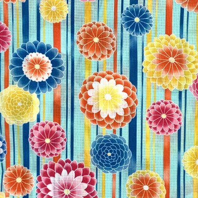 画像3: 女の子浴衣 へこ帯セット 90サイズ こども浴衣 絞り染め兵児帯 セット【水色、ストライプに万寿菊】