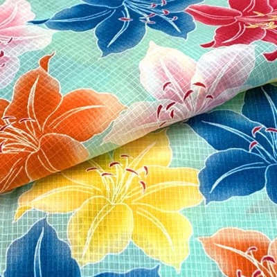 画像4: 女の子浴衣 へこ帯セット 90サイズ こども浴衣 絞り染め兵児帯 セット【水色、百合】